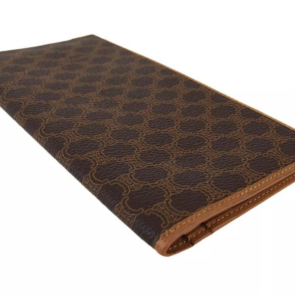 CELINE length wallet macadam beige PVC ?~ leather Authentic Used - Picture 2 of 8